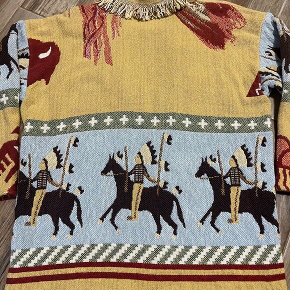 Lew Magram COLLECTION New York Native Indian Sweater Tapestry Chunky Knit EUC - Picture 11 of 12